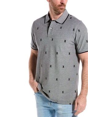 Psycho Bunny 100% Pima Cotton Gray Logo Polo